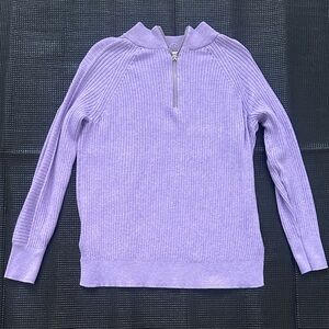 Marks & Spencer Super Soft Ribbed Half-zip Sweater with wool in Lilac